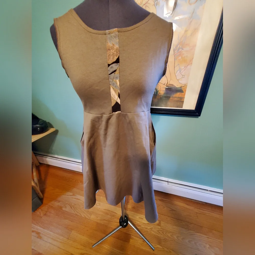 Unique Elegant Tan Sleeveless Baby Doll Dress By Wisdom Eye - Picture 2 of 11